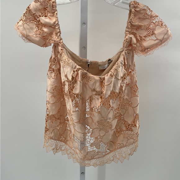 Lover + Friends "Life's a Beach" Lace Crop Top in Papaya - Size XS - Picture 5 of 12